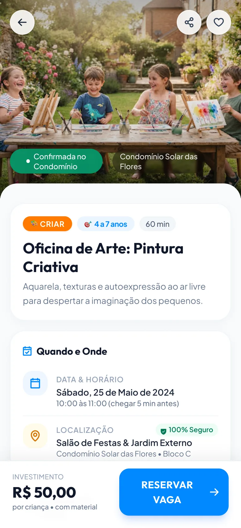 Página atualizada de detalhes da oficina de pintura