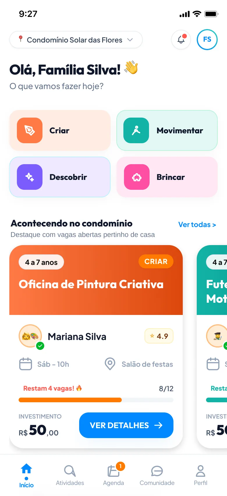 Home atualizada do aplicativo Kintaw Kids